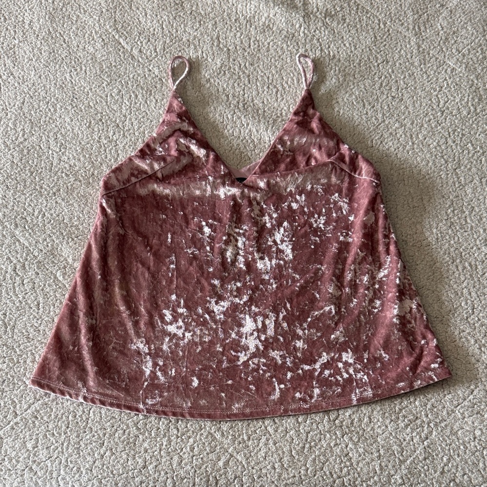 Ecru Studios Crushed Velvet Camisole in Rose Small